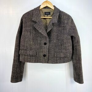 Gaetano Navarra Brown Tweed Cropped Blazer Womens EU 46 US 12